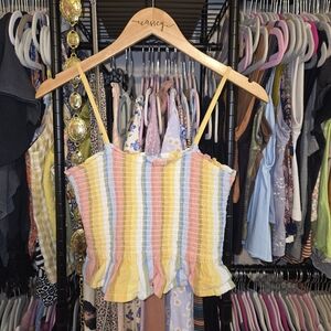 Billabong Striped Ruffle Crop Top